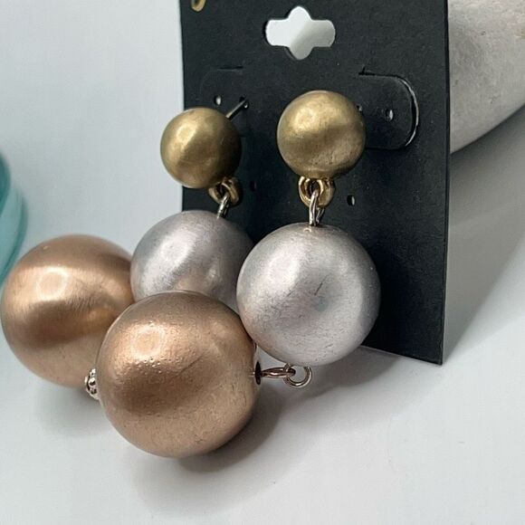 G by Gennaro Dangle Earrings Copper Silver Gold - Picture 4 of 5